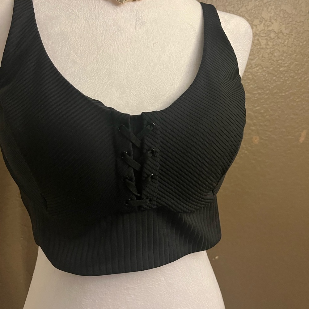VICTORIA SECRET BLACKLace-Up Crop Top SIZE 36C